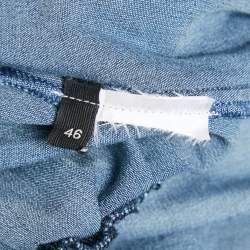 Pre Owned Elisabetta Franchi Blue Denim Button Front Sleeveless Maxi Dress L