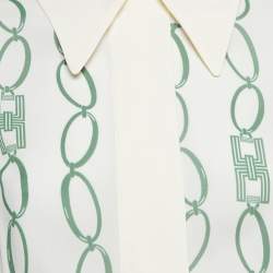 Elisabetta Franchi Green/Cream Printed Crepe Jumpsuit S