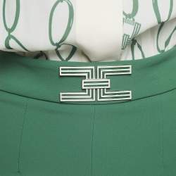 Elisabetta Franchi Green/Cream Printed Crepe Jumpsuit S