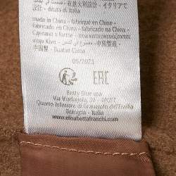 Elisabetta Franchi Beige Felt Wool Double Breasted Coat M