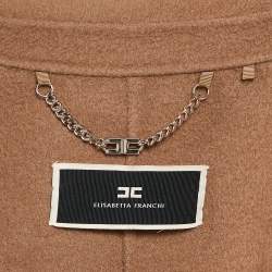 Elisabetta Franchi Beige Felt Wool Double Breasted Coat M