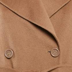 Elisabetta Franchi Beige Felt Wool Double Breasted Coat M