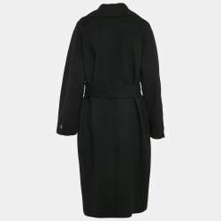 Pre Owned Elisabetta Franchi Black Wool Felt Double Breasted Coat M