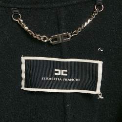 Pre Owned Elisabetta Franchi Black Wool Felt Double Breasted Coat M