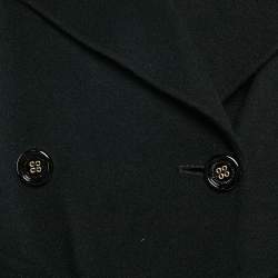 Pre Owned Elisabetta Franchi Black Wool Felt Double Breasted Coat M