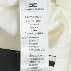 Pre Owned Elisabetta Franchi White Jersey Embellished Waist Leggings L