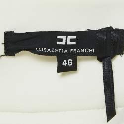 Pre Owned Elisabetta Franchi White Jersey Embellished Waist Leggings L