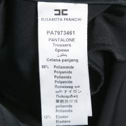 Pre Owned Elisabetta Franchi Black Crepe Lace-Up Skinny Pants L