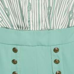 Elisabetta Franchi Blue/White Striped Crepe Detachable Jumpsuit S