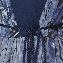 Pre Owned Elisabetta Franchi Multicolor Cherry Blossom Kimono Mini Dress M