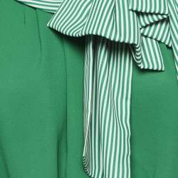 Elisabetta Franchi Green Crepe Bow Detail Top M