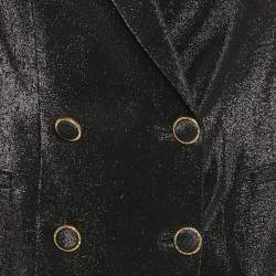 Pre Owned Elisabetta Franchi Black Lurex Cotton Double Breasted Blazer S