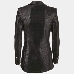 Pre Owned Elisabetta Franchi Black Lurex Cotton Double Breasted Blazer S
