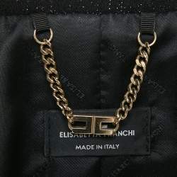 Pre Owned Elisabetta Franchi Black Lurex Cotton Double Breasted Blazer S