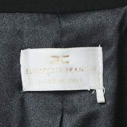 Elisabetta Franchi Black Crepe Double Breasted Long Coat S