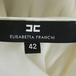 Pre Owned Elisabetta Franchi White Crepe Layered Mini Dress M