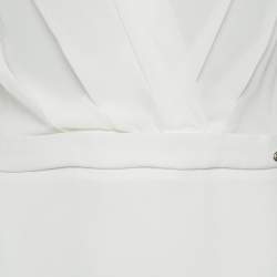 Pre Owned Elisabetta Franchi White Crepe Layered Mini Dress M