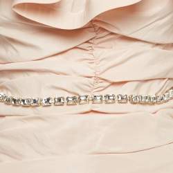 Pre Owned Elisabetta Franchi Pink Ottoman Taffeta Ruffled Off-Shoulder Mini Dress M