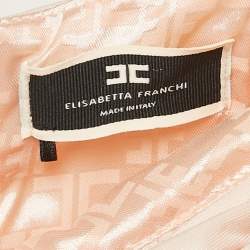 Pre Owned Elisabetta Franchi Pink Ottoman Taffeta Ruffled Off-Shoulder Mini Dress M