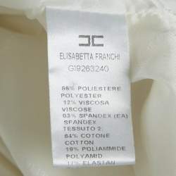 Elisabetta Franchi White Chain Detail Tweed Jacket and Skirt Set M