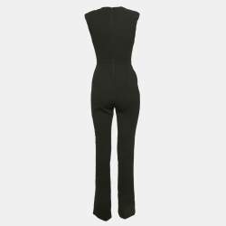 Elisabetta Franchi Black/Cream Crepe Button Embellished Jumpsuit S