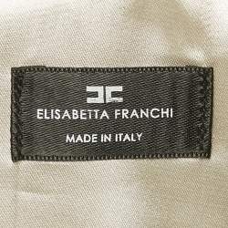Elisabetta Franchi Black/Cream Crepe Button Embellished Jumpsuit S