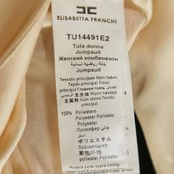 Elisabetta Franchi Black/Cream Crepe Button Embellished Jumpsuit S