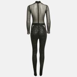 Elisabetta Franchi Black Mesh and Sequin Sheer Jumpsuit S