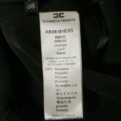 Pre Owned Elisabetta Franchi Black Polka Dot Crepe Detachable Skirt Lace Trimmed Mini Dress S