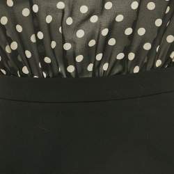 Pre Owned Elisabetta Franchi Black Polka Dot Crepe Detachable Skirt Lace Trimmed Mini Dress S