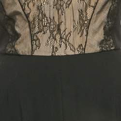 Elisabetta Franchi Black Crepe Lace Overlay Detail Strapless Jumpsuit M