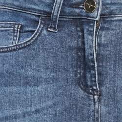 Elisabetta Franchi Blue Ripped Hem Denim Skinny Jeans S Waist 27"
