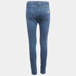 Elisabetta Franchi Blue Ripped Hem Denim Skinny Jeans S Waist 27"