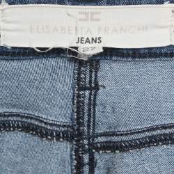 Elisabetta Franchi Blue Ripped Hem Denim Skinny Jeans S Waist 27"