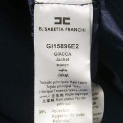 Pre Owned Elisabetta Franchi Navy Blue Embellished Blazer & Mini Skirt Set M