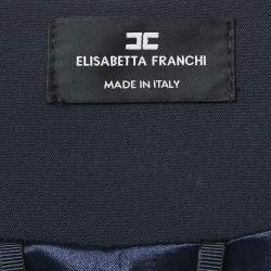 Pre Owned Elisabetta Franchi Navy Blue Embellished Blazer & Mini Skirt Set M