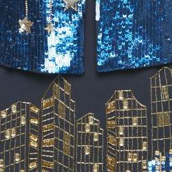 Pre Owned Elisabetta Franchi Navy Blue Embellished Blazer & Mini Skirt Set M