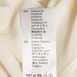 Pre Owned Elisabetta Franchi Cream Silk Full Sleeve Bodysuit S