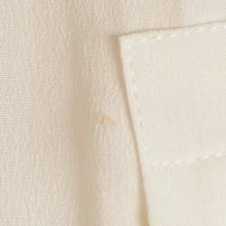 Pre Owned Elisabetta Franchi Cream Silk Full Sleeve Bodysuit S