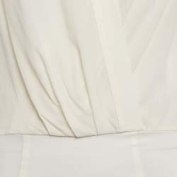 Pre Owned Elisabetta Franchi Cream Silk Full Sleeve Bodysuit S