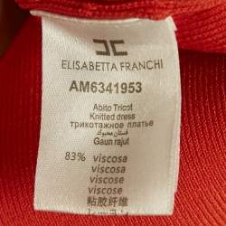 Elisabetta Franchi Orange Stretch Knit Strappy Bodycon Dress L