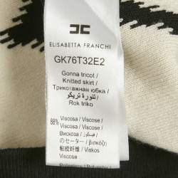 Elisabetta Franchi Black Tribal Intarsia Stretch Knit Midi Skirt L
