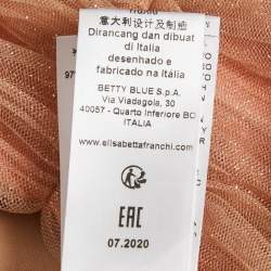 Elisabetta Franchi Beige/Pink Tulle Strapless Midi Dress S