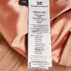 Elisabetta Franchi Beige/Pink Tulle Strapless Midi Dress S