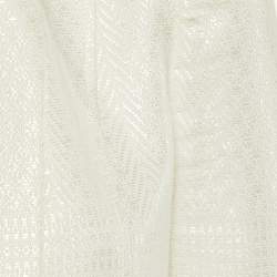 Elisabetta Franchi White Textured Patterned Cotton Open Blazer M