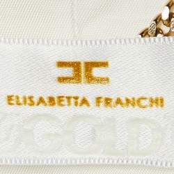 Elisabetta Franchi White Textured Patterned Cotton Open Blazer M