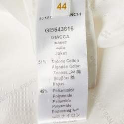 Elisabetta Franchi White Textured Patterned Cotton Open Blazer M