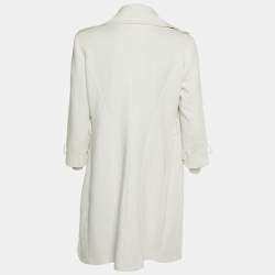 Elisabetta Franchi White Crepe Overcoat L