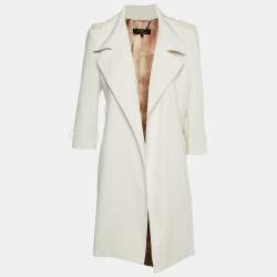 Elisabetta Franchi White Crepe Overcoat L