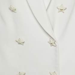 Pre Owned Elisabetta Franchi White Crepe Star Button Detail Double Breasted Blazer M